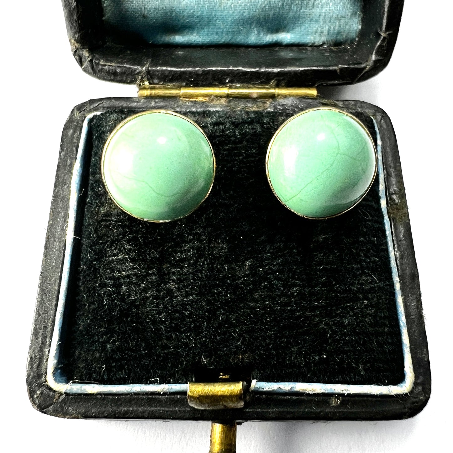 Antique Turquoise Cabochon Screw-on Stud Earrings
