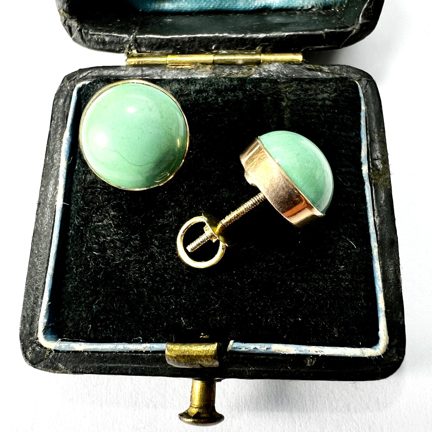 Antique Turquoise Cabochon Screw-on Stud Earrings