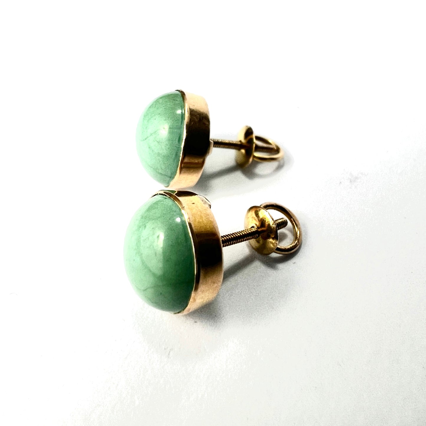 Antique Turquoise Cabochon Screw-on Stud Earrings