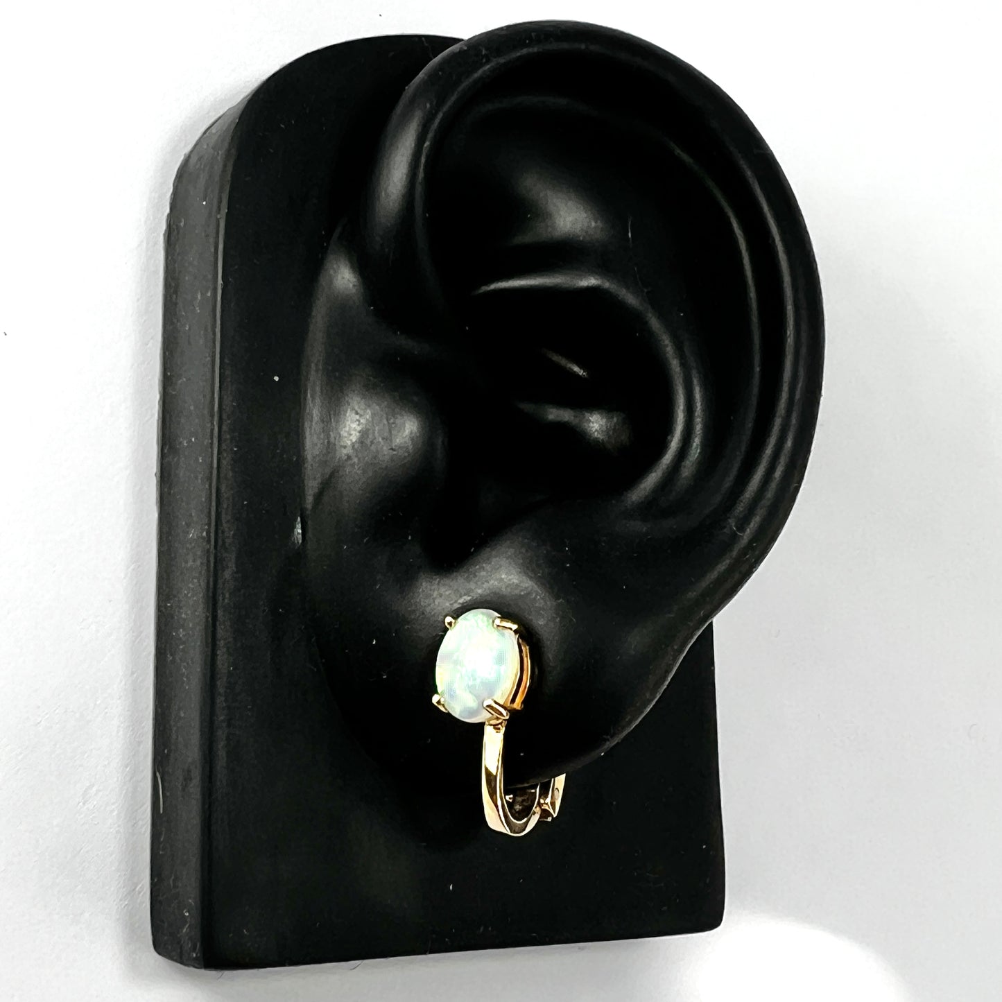 Vintage 18CT Gold Opal Ear Clips