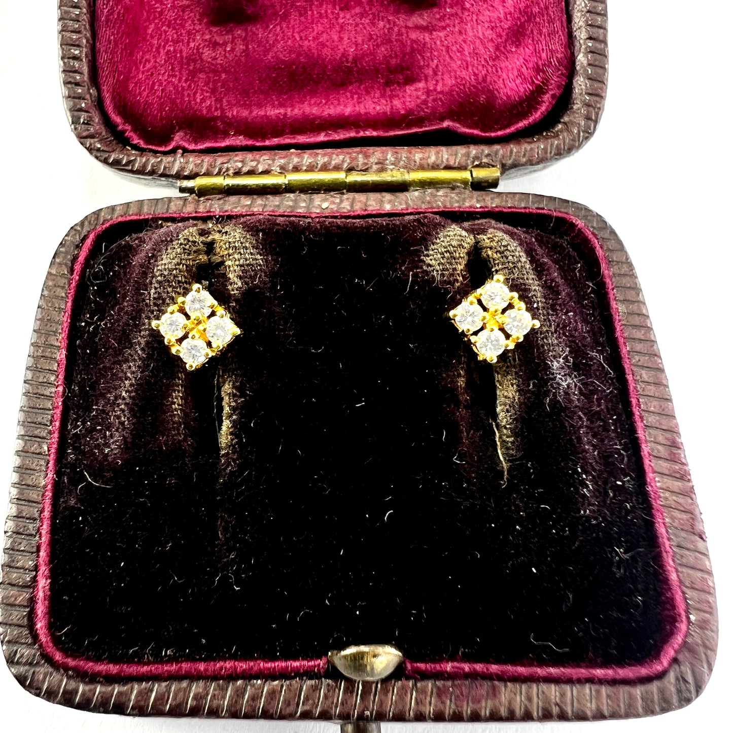Vintage 18CT Gold Diamond Quartet Studs