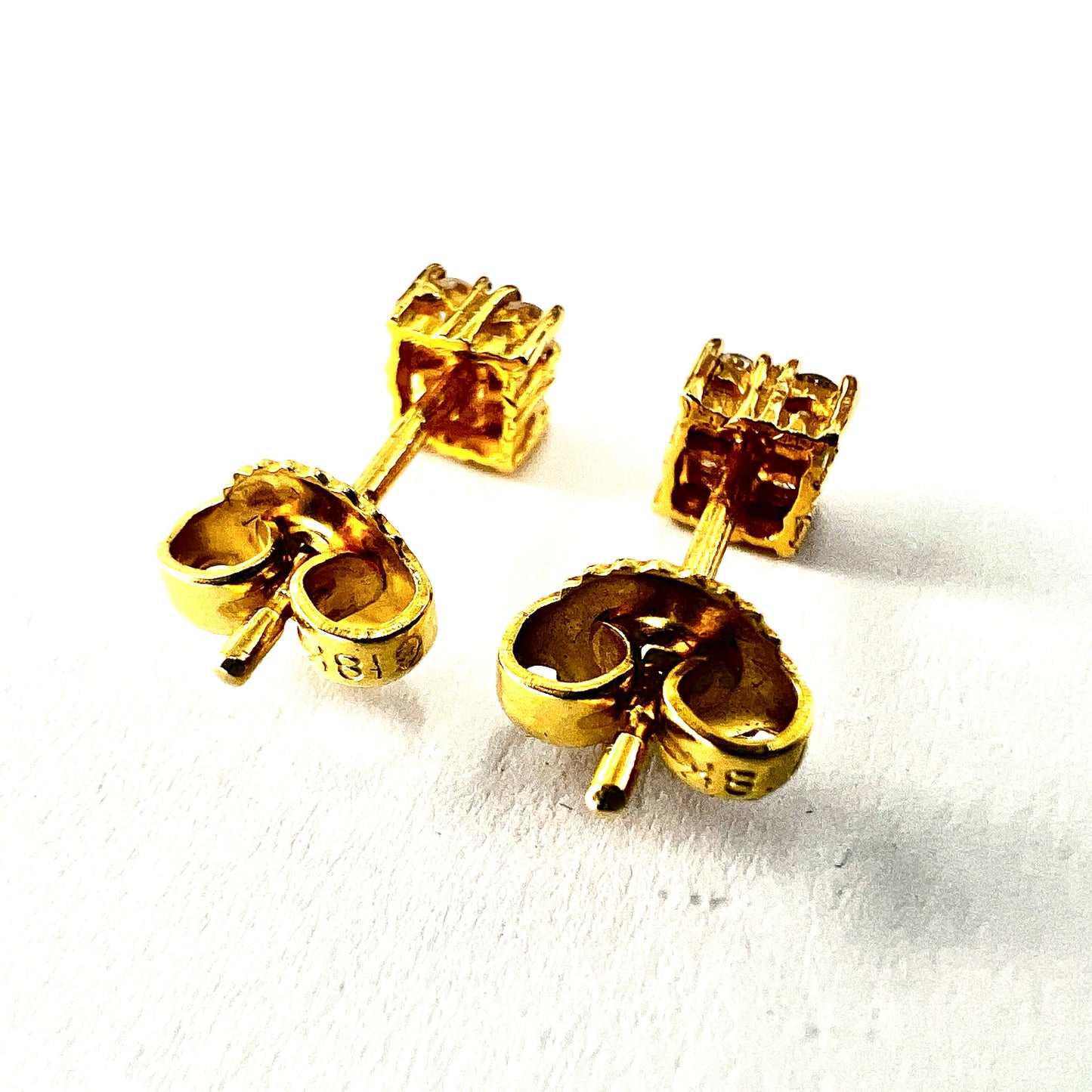 Vintage 18CT Gold Diamond Quartet Studs