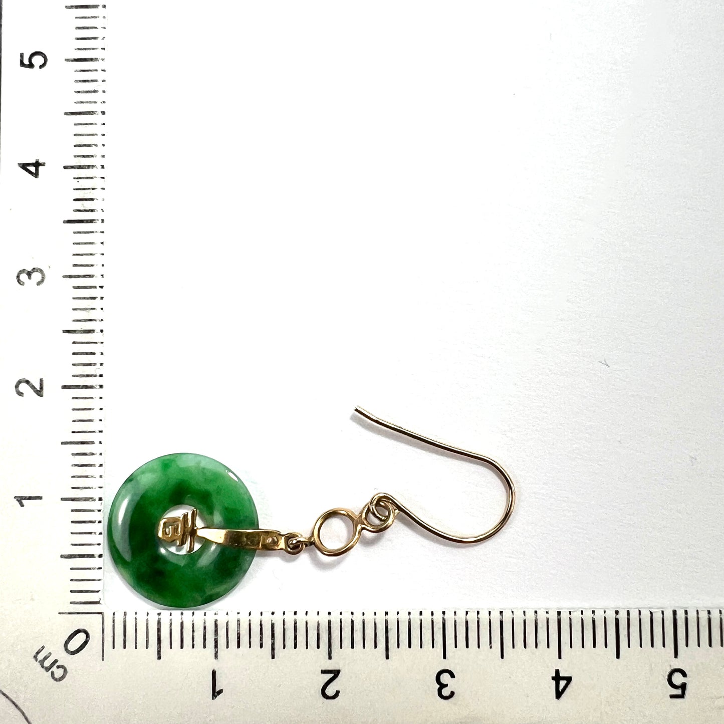 Vintage 14CT Gold Jade Disc Earrings
