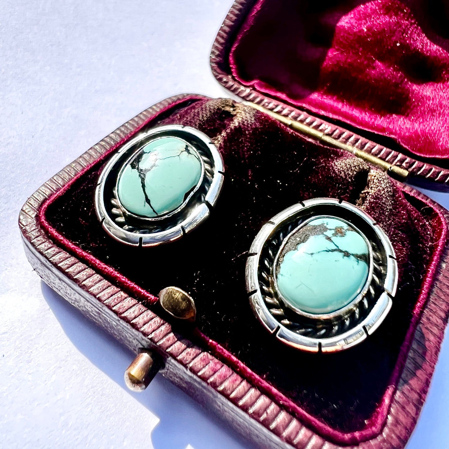Vintage Native American Turquoise Silver Earrings