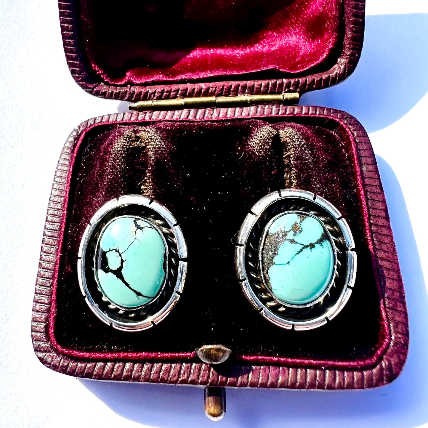 Vintage Native American Turquoise Silver Earrings