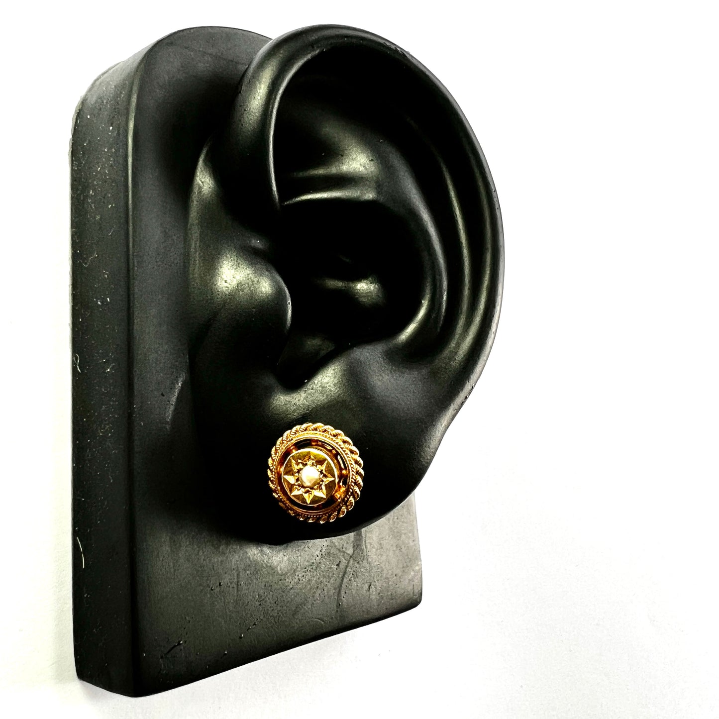 Victorian Star-set Pearl Gold Stud Earrings