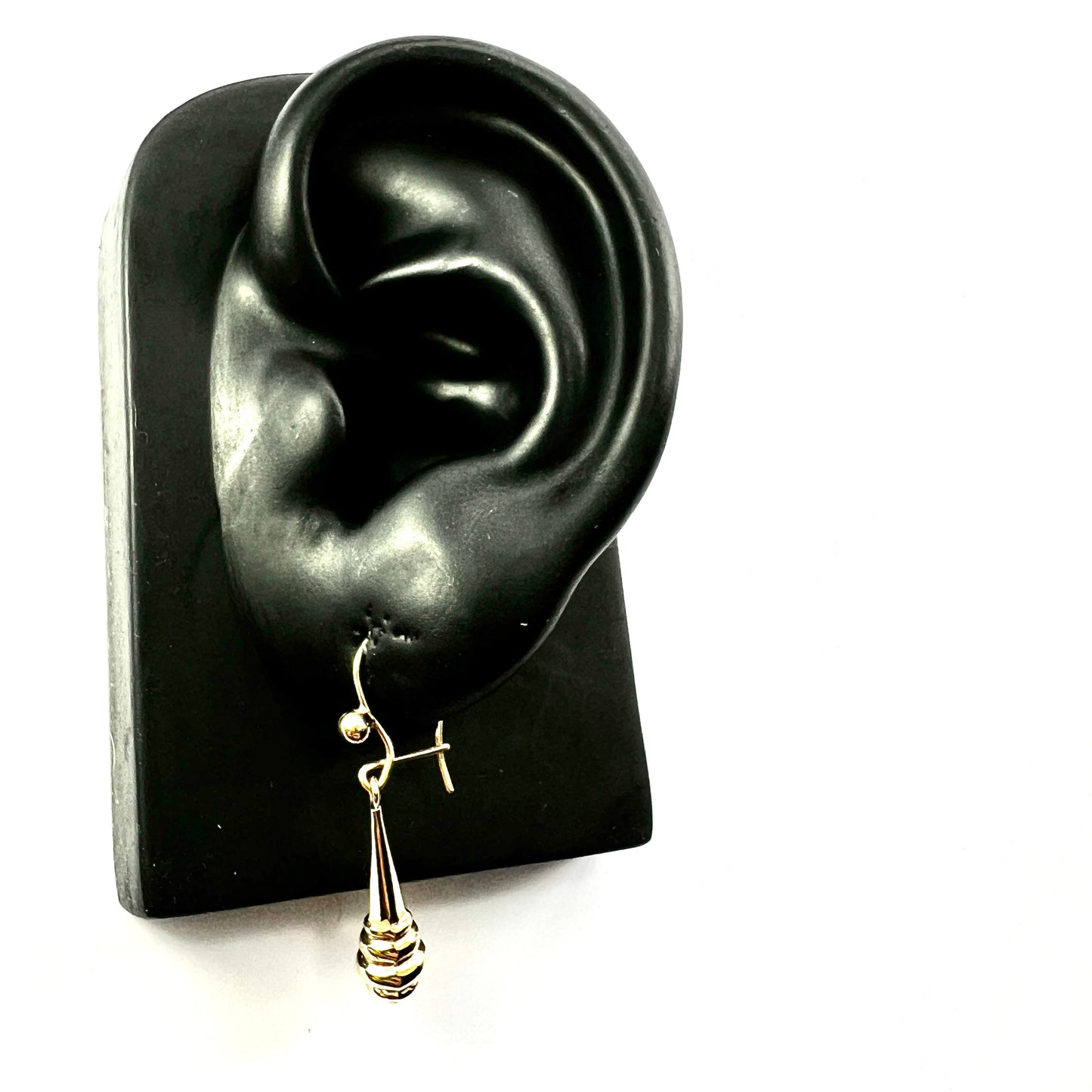 Vintage 9CT Gold Reeded Drop Earrings
