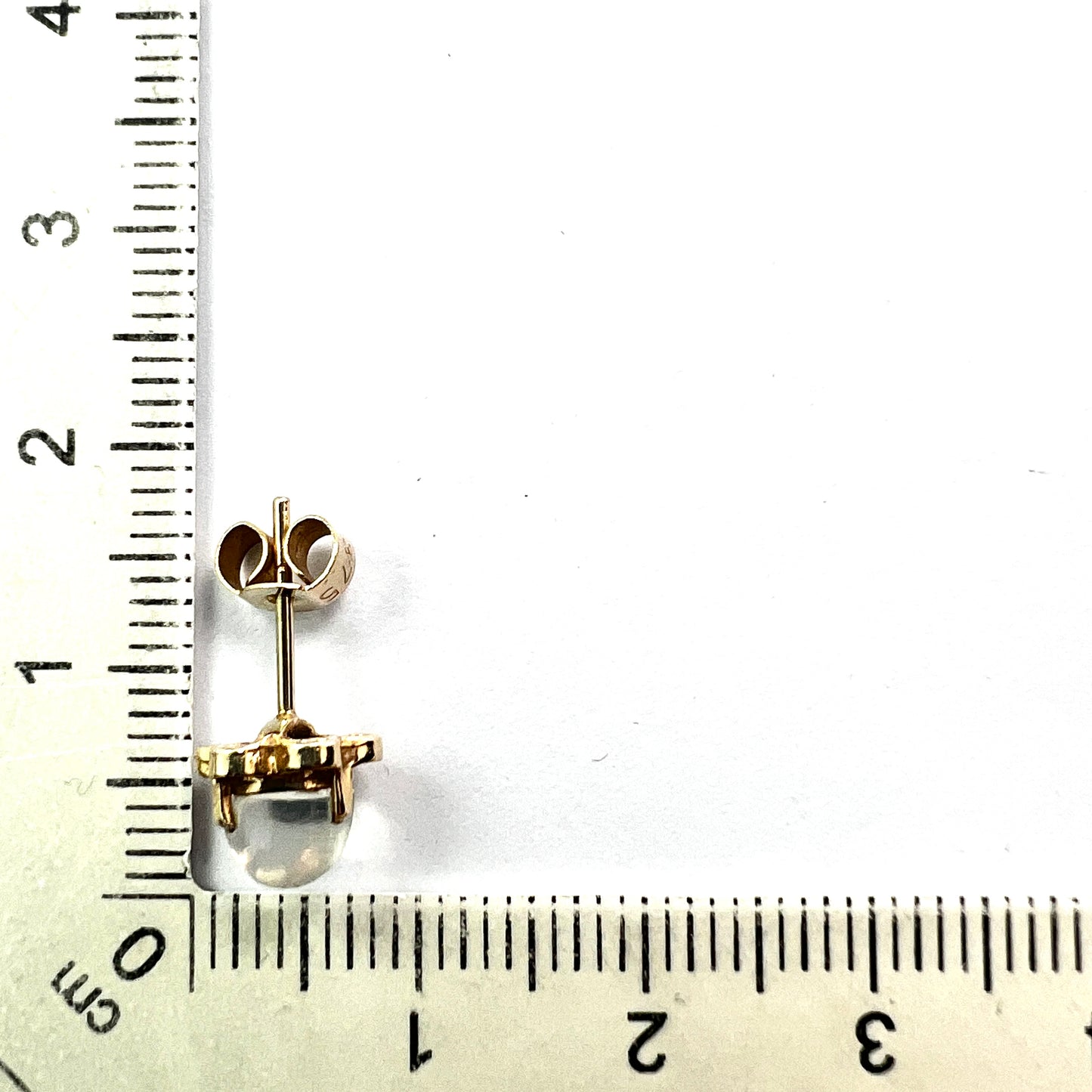 Vintage 9CT Gold Moonstone Flower Stud Earrings