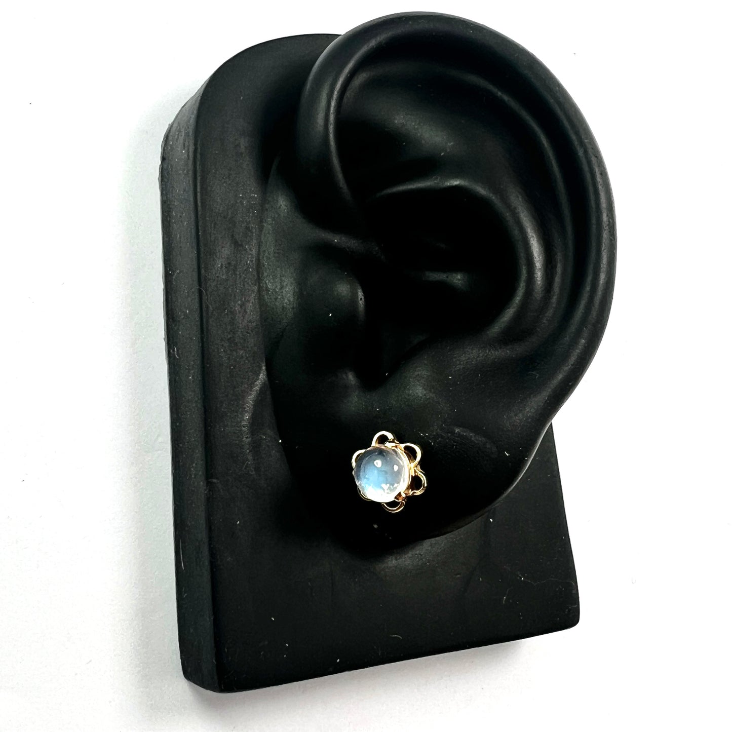 Vintage 9CT Gold Moonstone Flower Stud Earrings