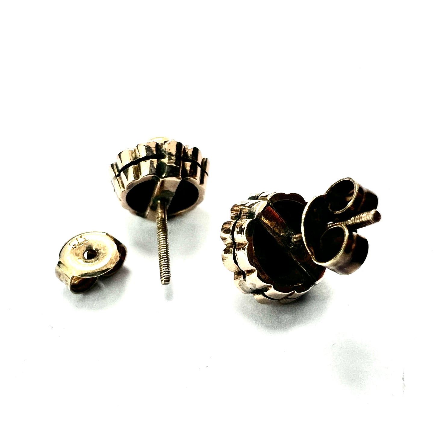 Antique Citrine and Pearl Halo Gold Stud Earrings