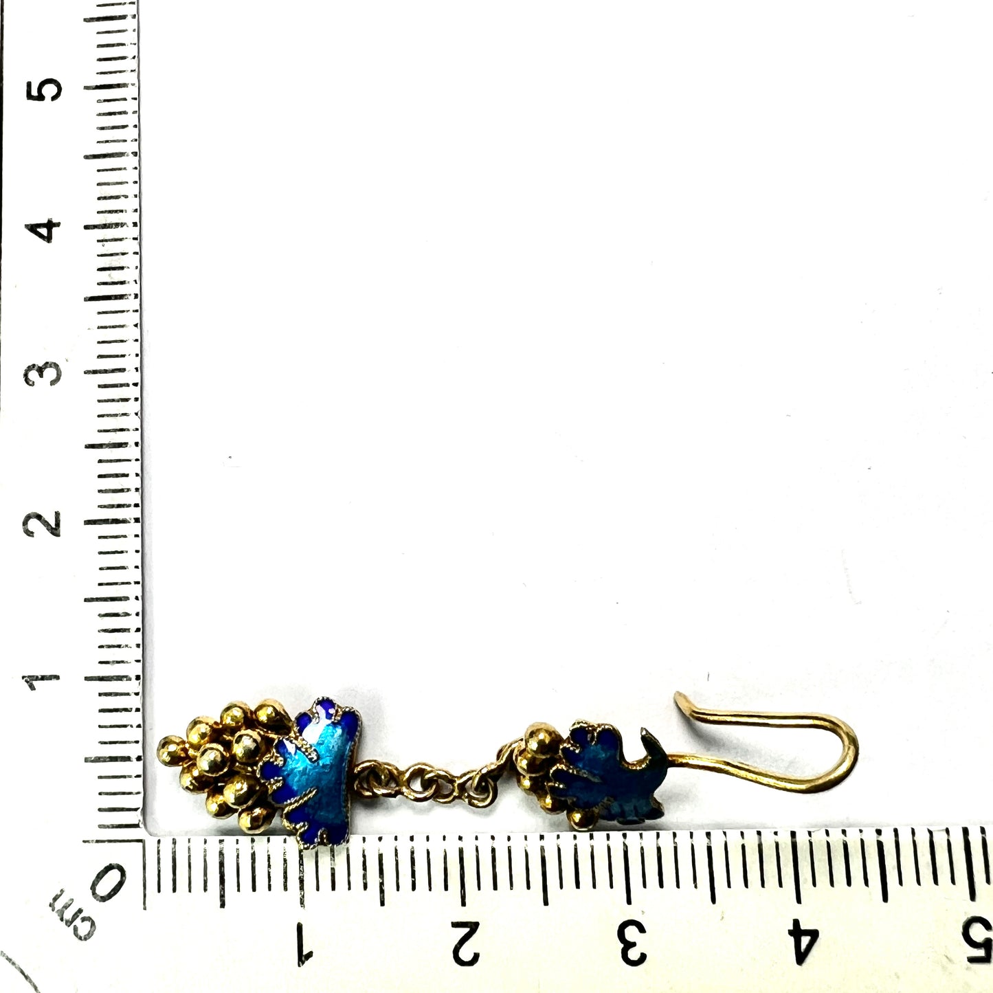 Victorian Silver Gilt Blue Enamel Grape Earrings