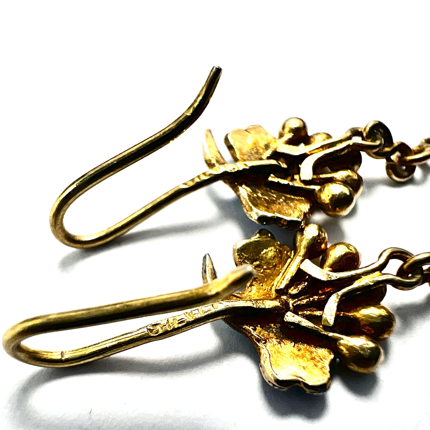 Victorian Silver Gilt Blue Enamel Grape Earrings