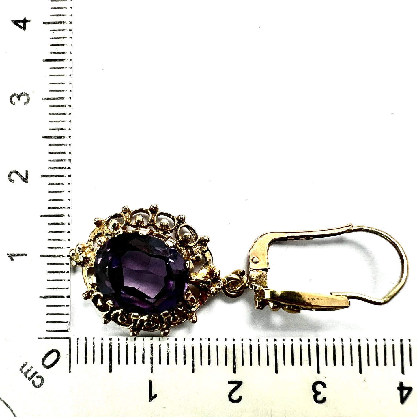 Victorian Style Gold Alexandrite Drop Earrings