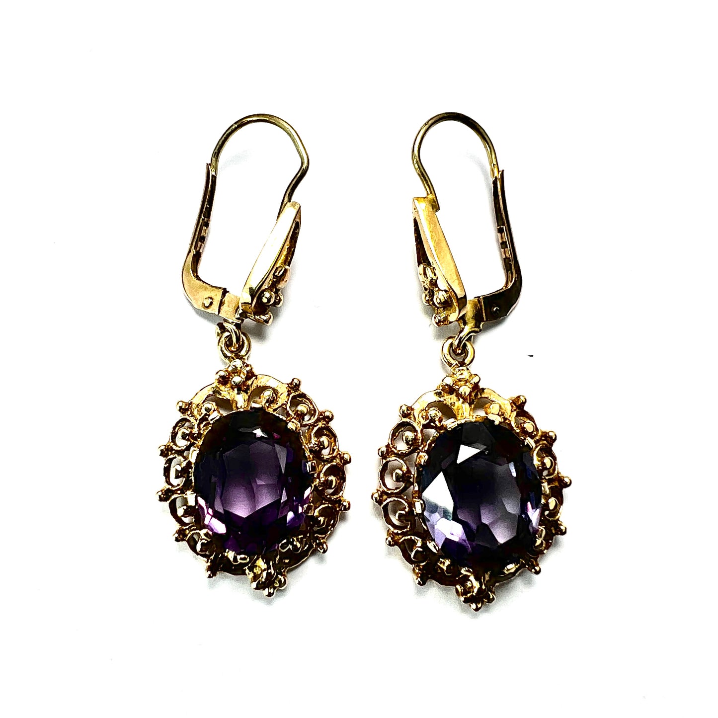 Victorian Style Gold Alexandrite Drop Earrings