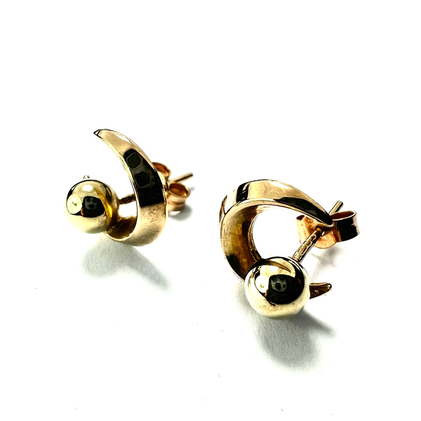 Vintage 9CT Gold Crescent Moon Stud Earrings