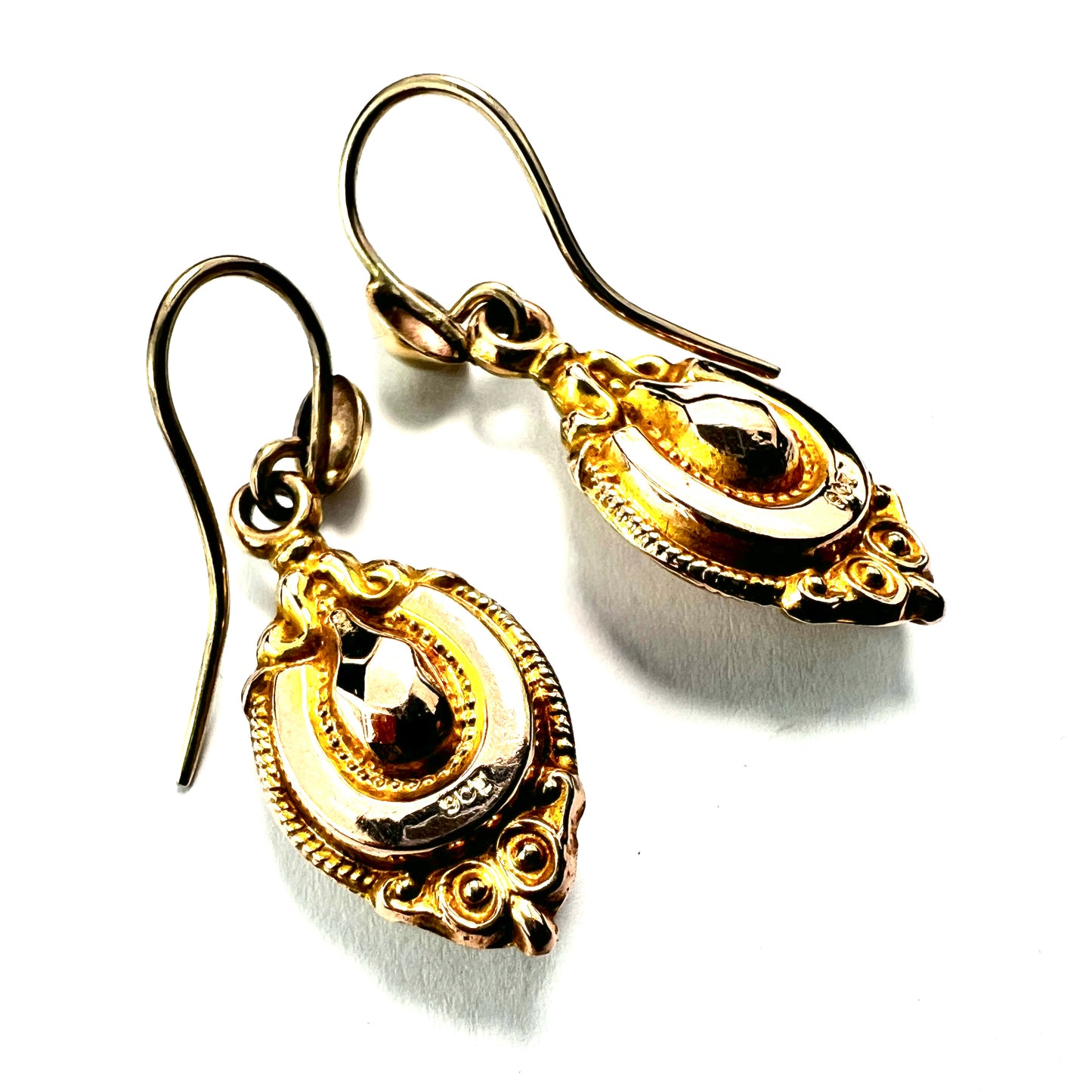 Victorian 9CT Gold Horseshoe Drop Earrings