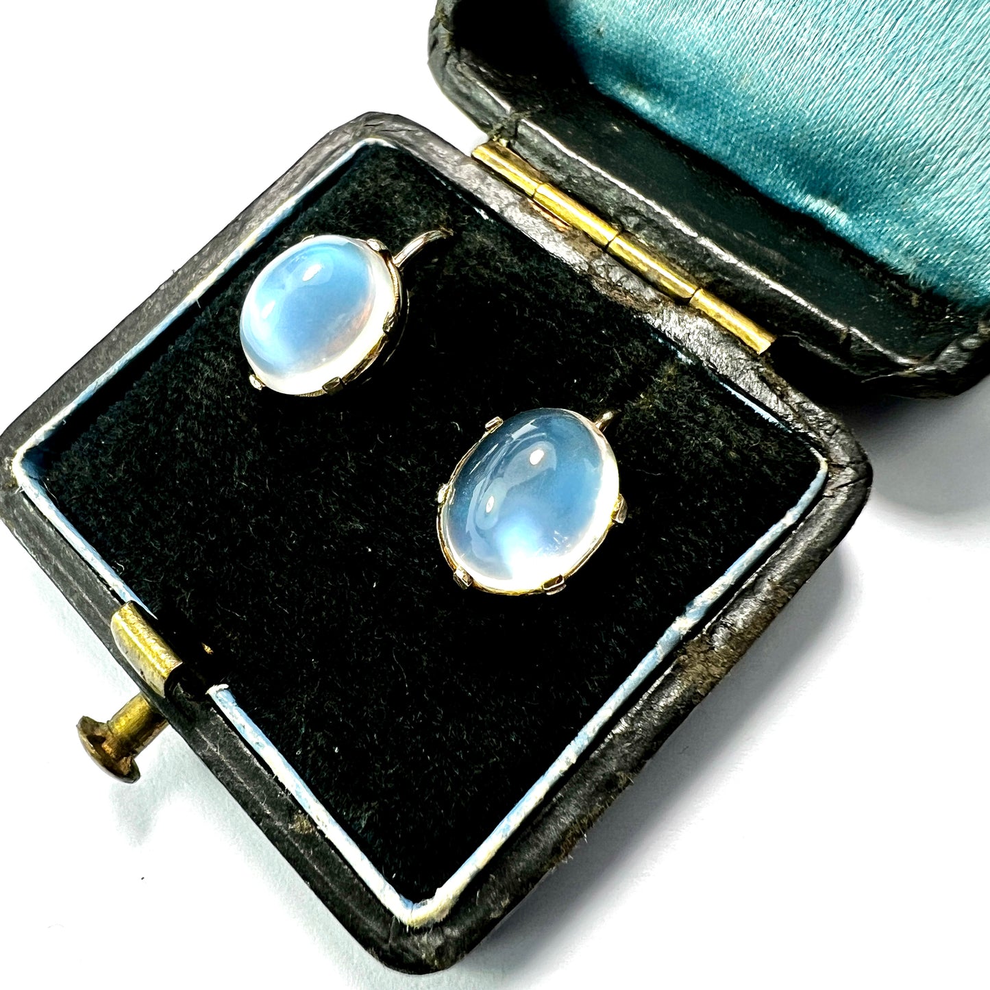 Vintage Gold Moonstone Dormeuse Earrings