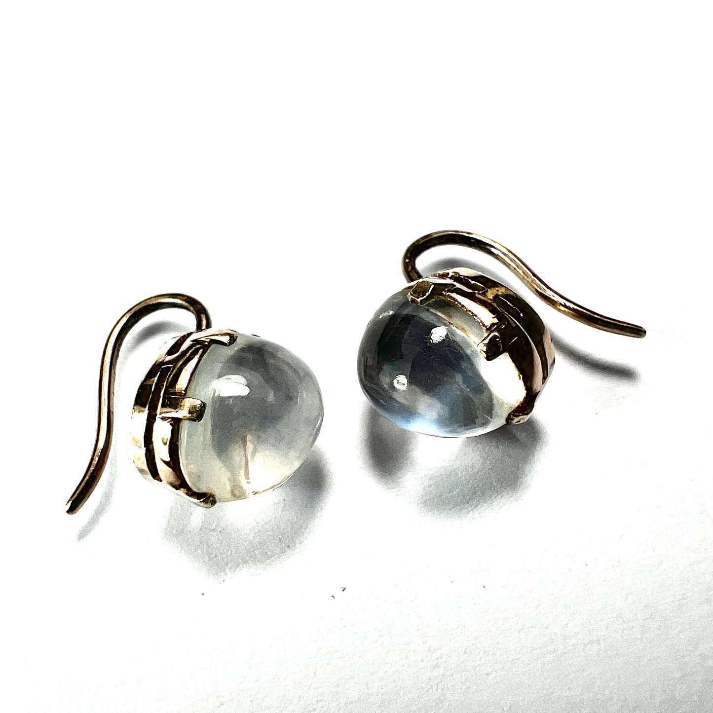 Vintage Gold Moonstone Dormeuse Earrings