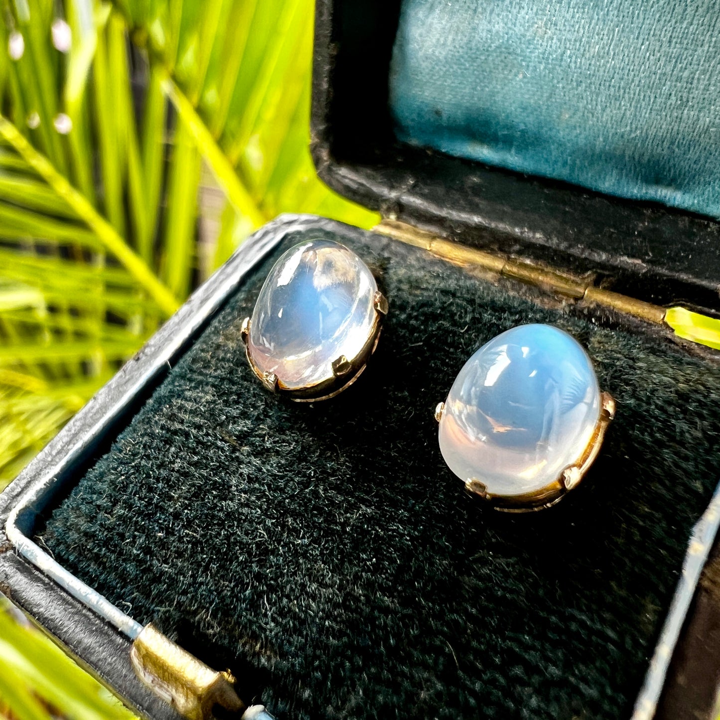 Vintage Gold Moonstone Dormeuse Earrings