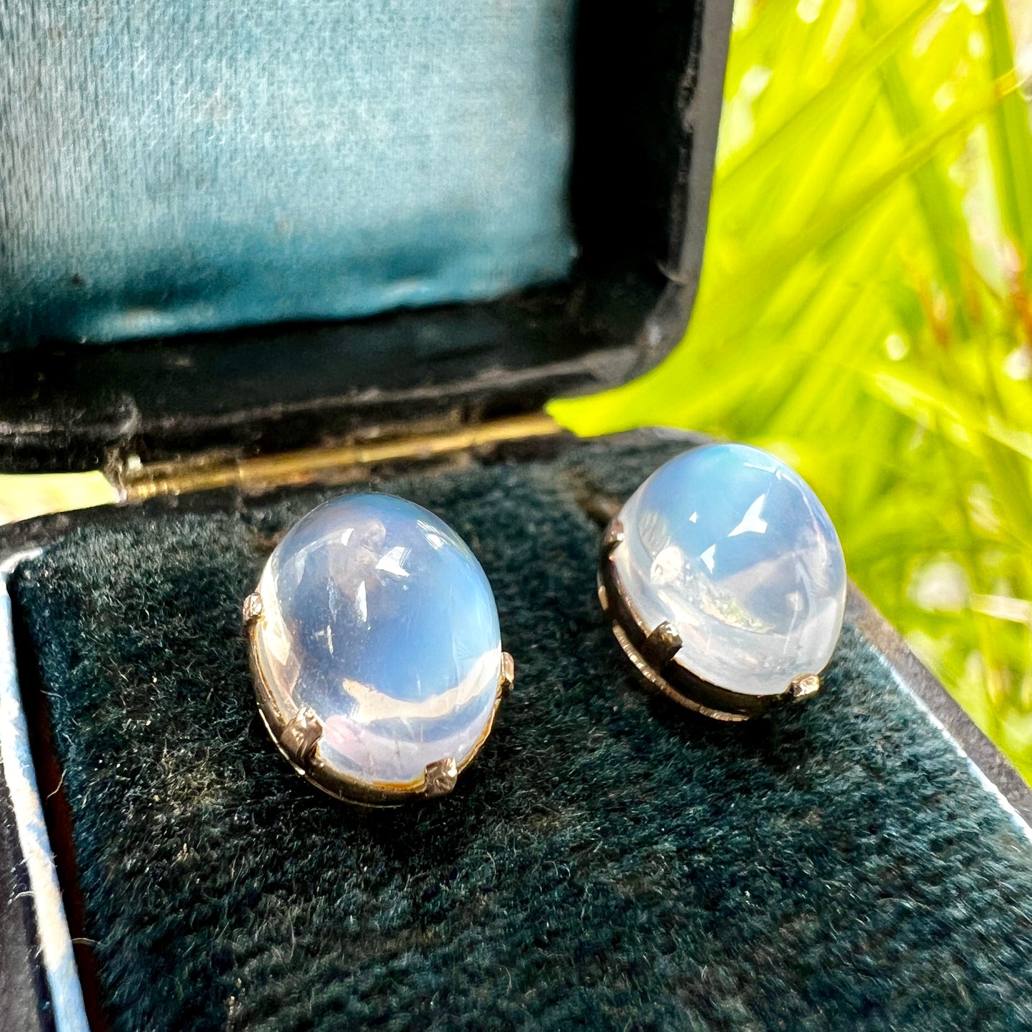 Vintage Gold Moonstone Dormeuse Earrings