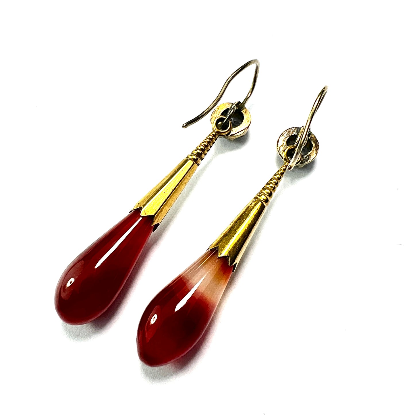 Victorian 18CT Gold Cased Paste and Agate Drop Earrings