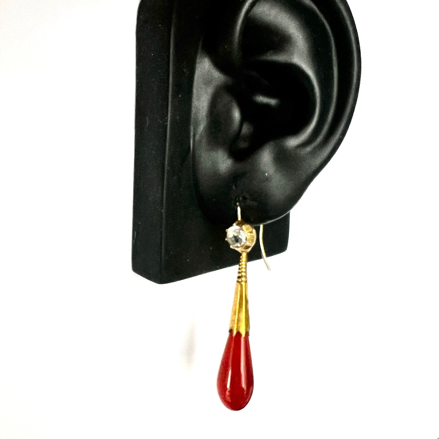 Victorian 18CT Gold Cased Paste and Agate Drop Earrings