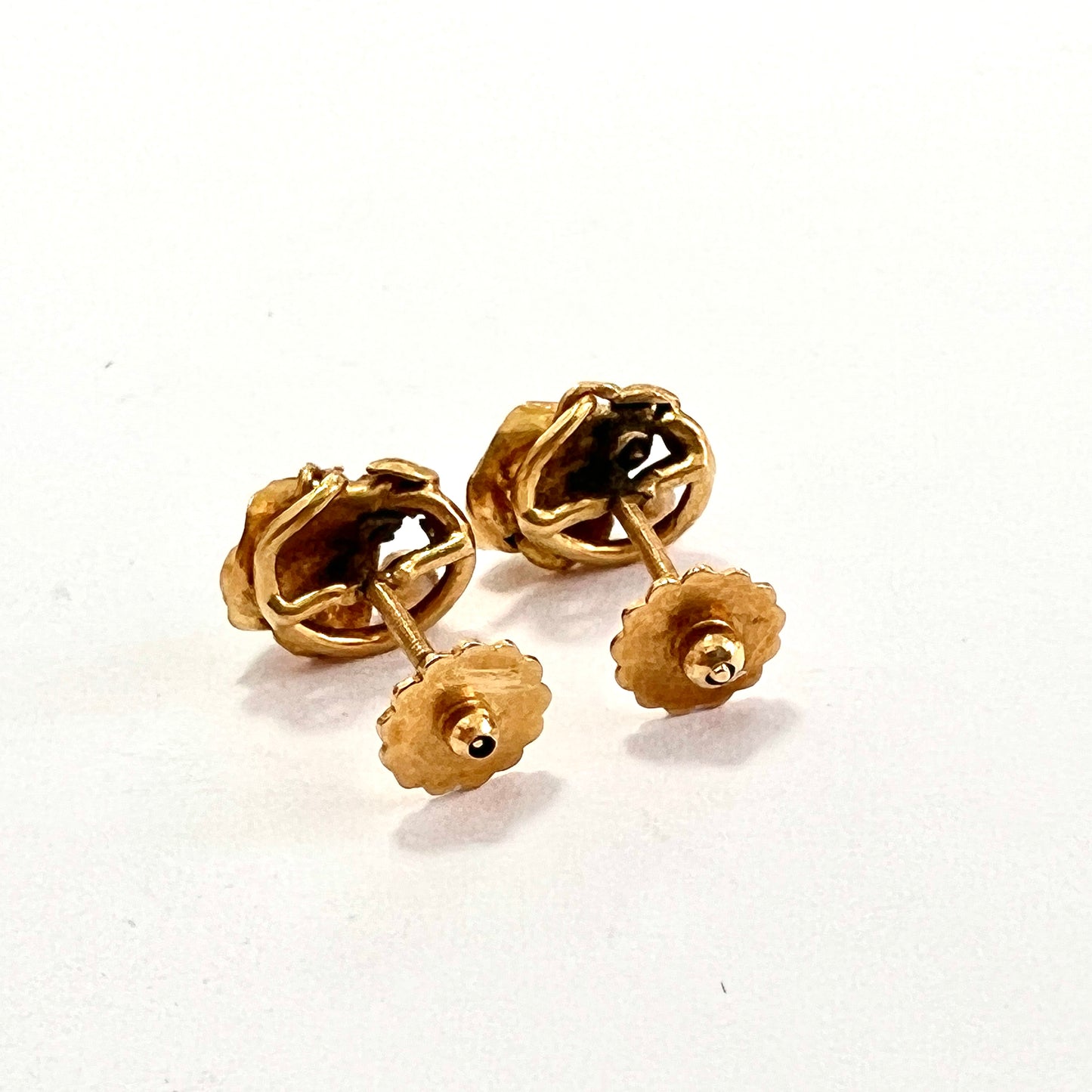 Rare Art Nouveau 15CT Gold Turquoise and Pearl Stud Earrings
