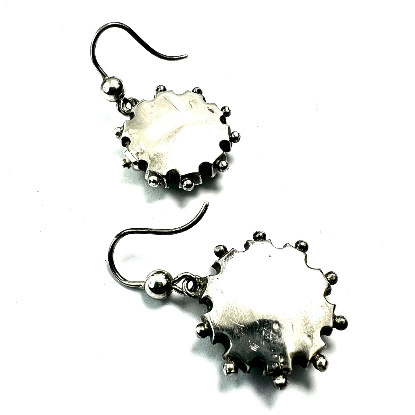 Victorian Silver Enamelled Forget Me Not Earrings
