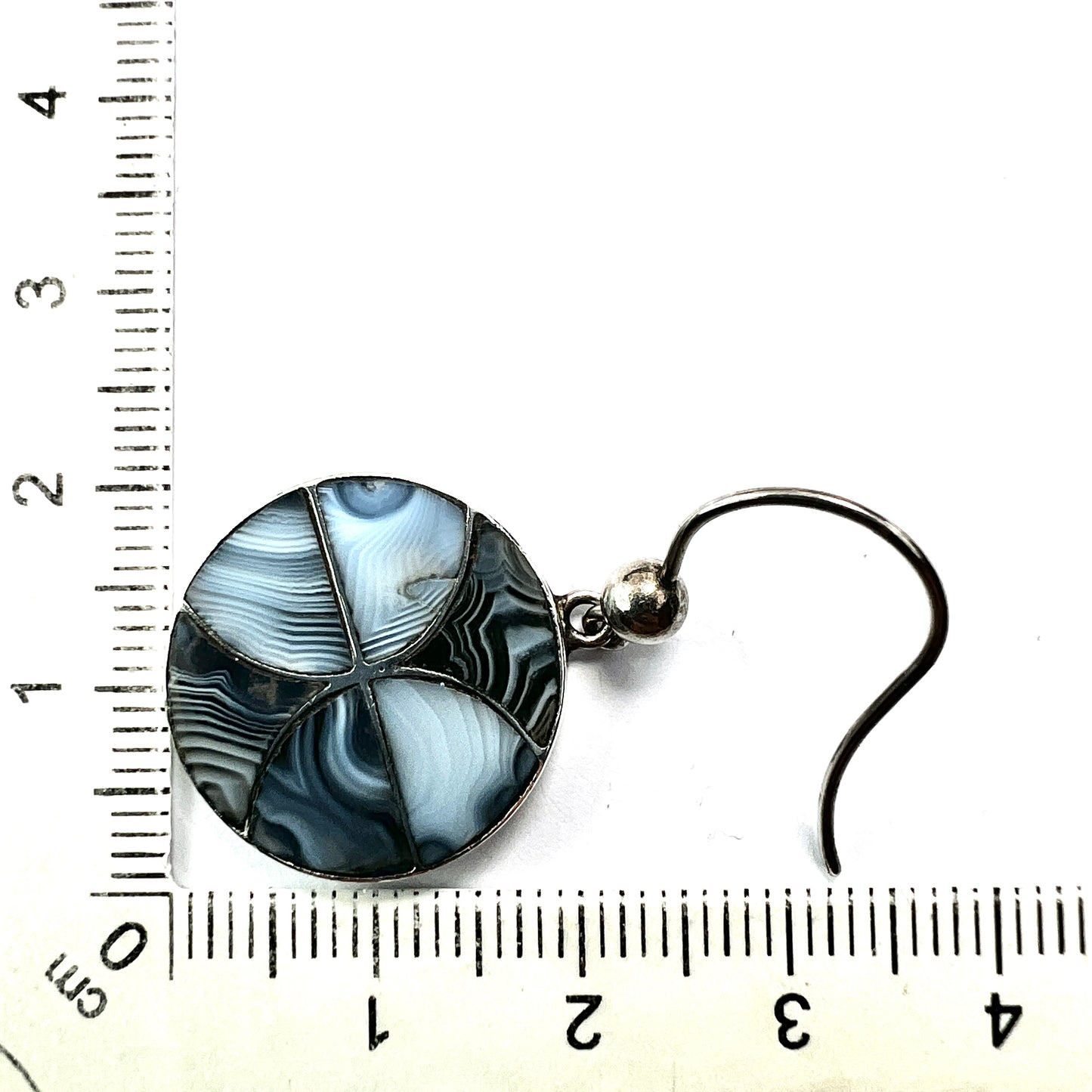 Victorian Scottish Blue Lace Agate Silver Earrings
