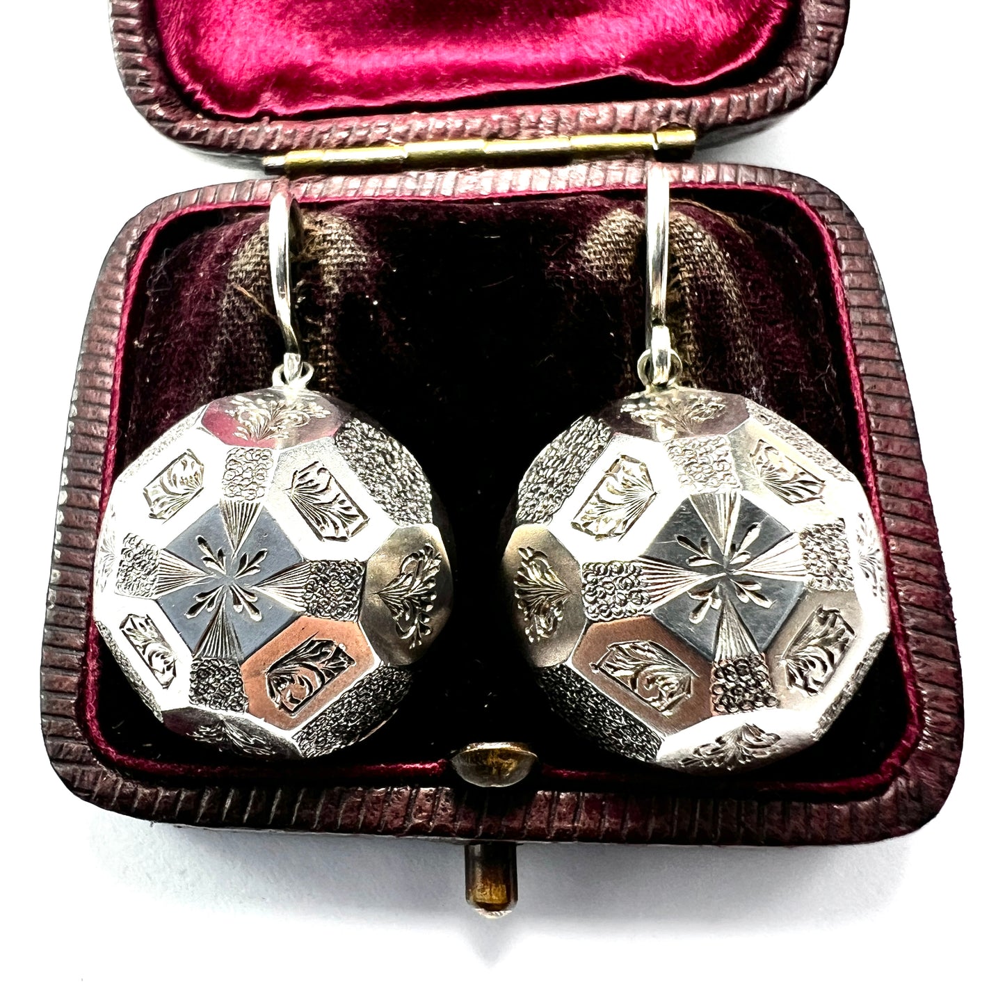 Victorian Silver Aesthetic Period Dome Earrings