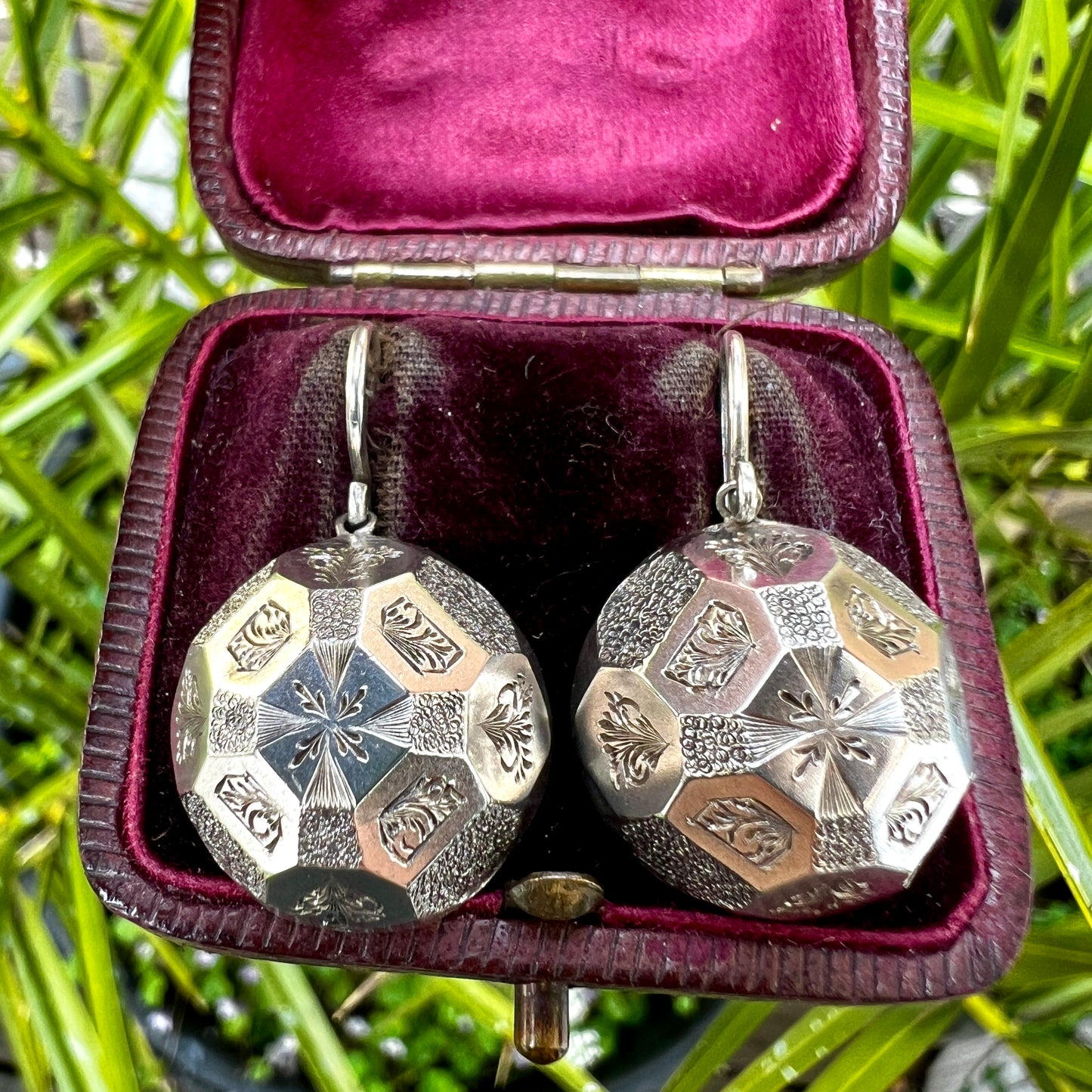 Victorian Silver Aesthetic Period Dome Earrings