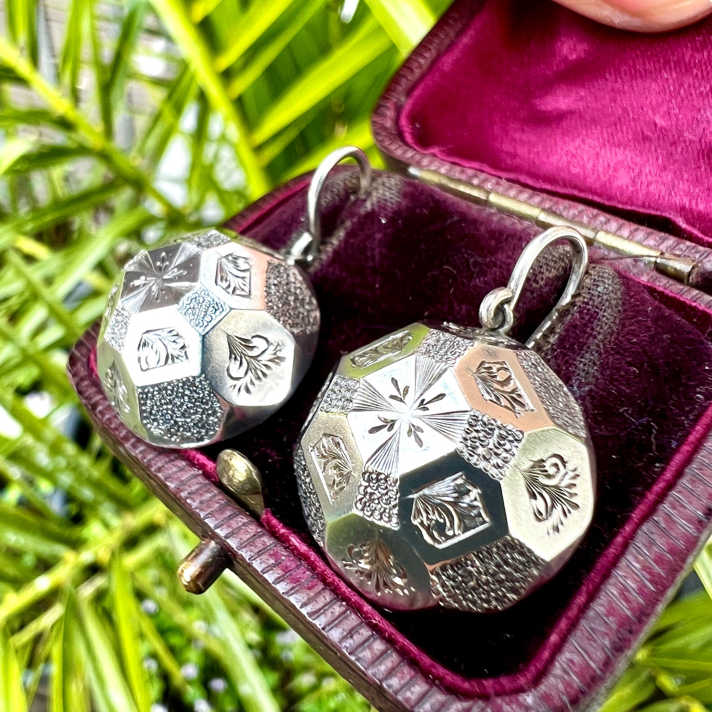 Victorian Silver Aesthetic Period Dome Earrings