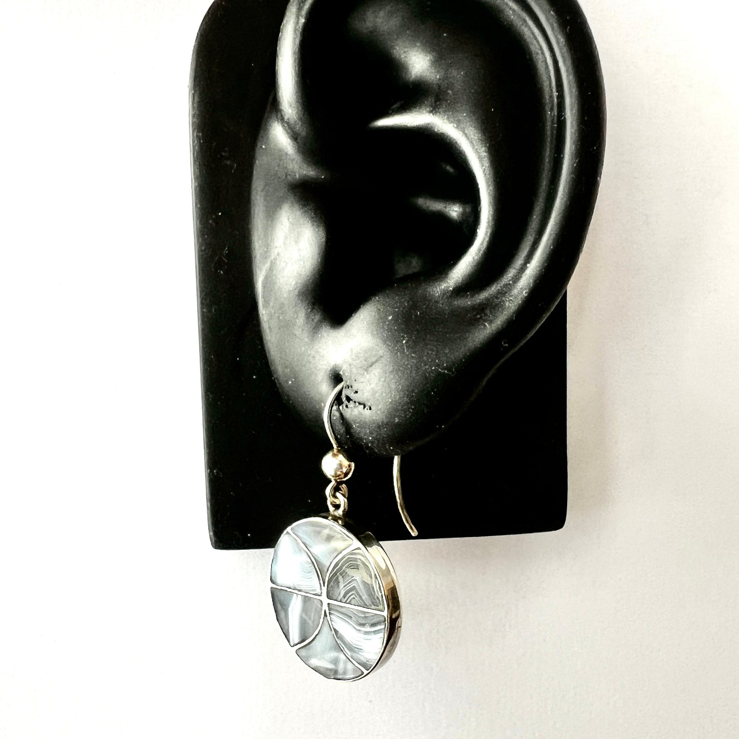 Victorian Scottish Blue Lace Agate Silver Earrings