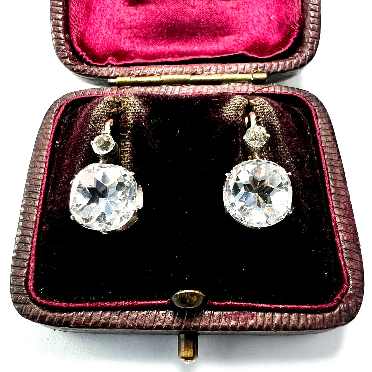 Victorian Gold and Silver Paste Dormeuse Earrings