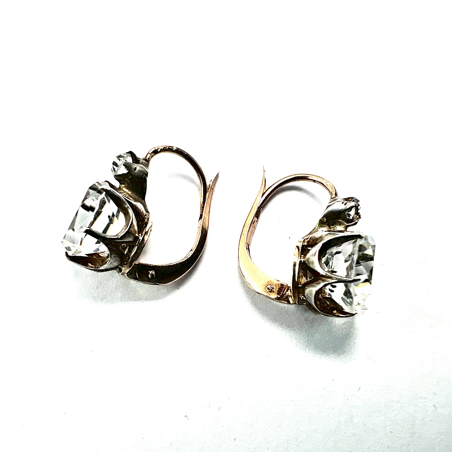 Victorian Gold and Silver Paste Dormeuse Earrings