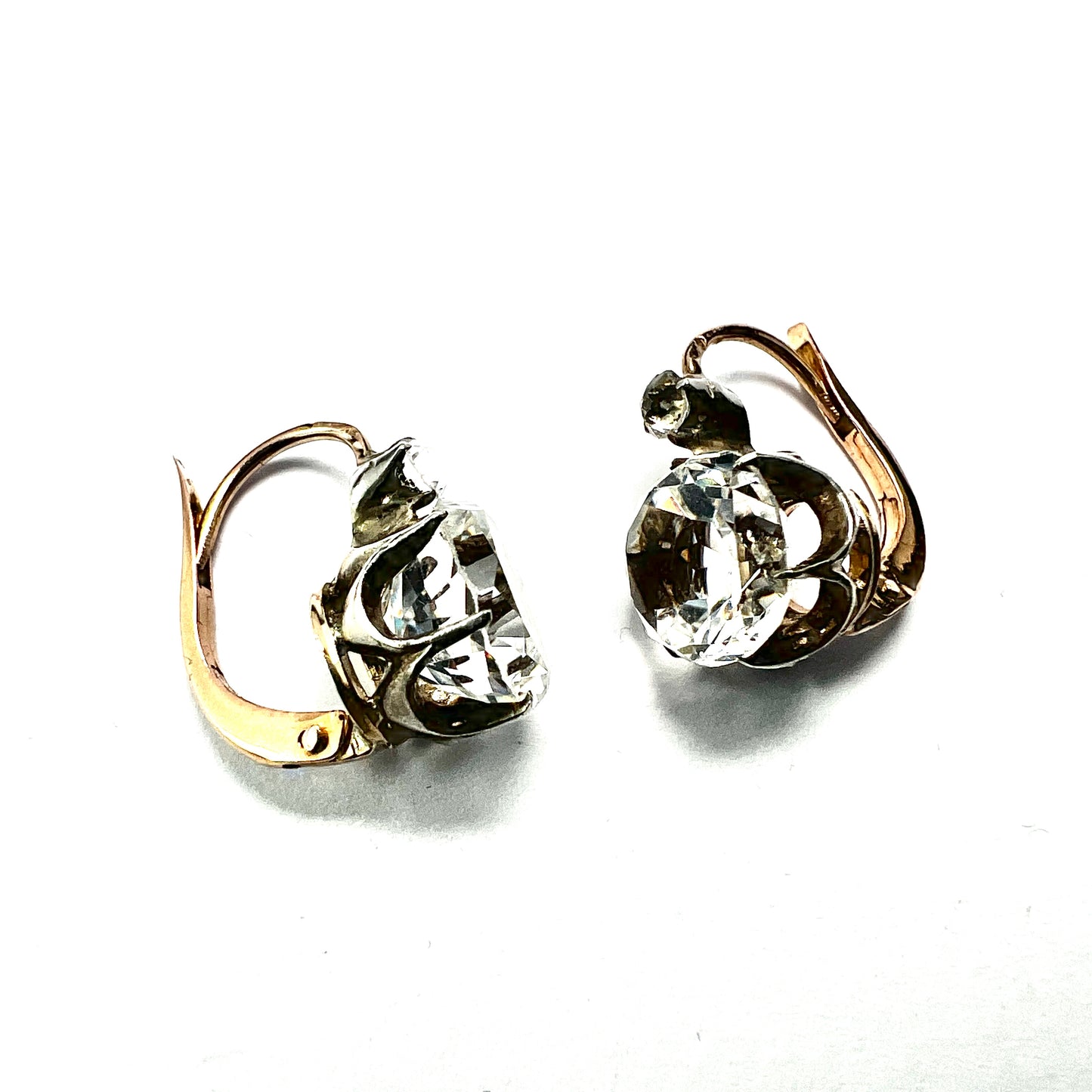 Victorian Gold and Silver Paste Dormeuse Earrings