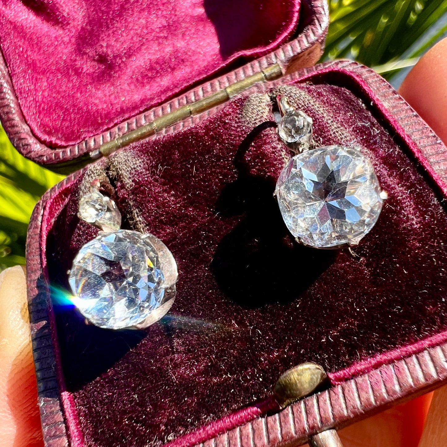 Victorian Gold and Silver Paste Dormeuse Earrings