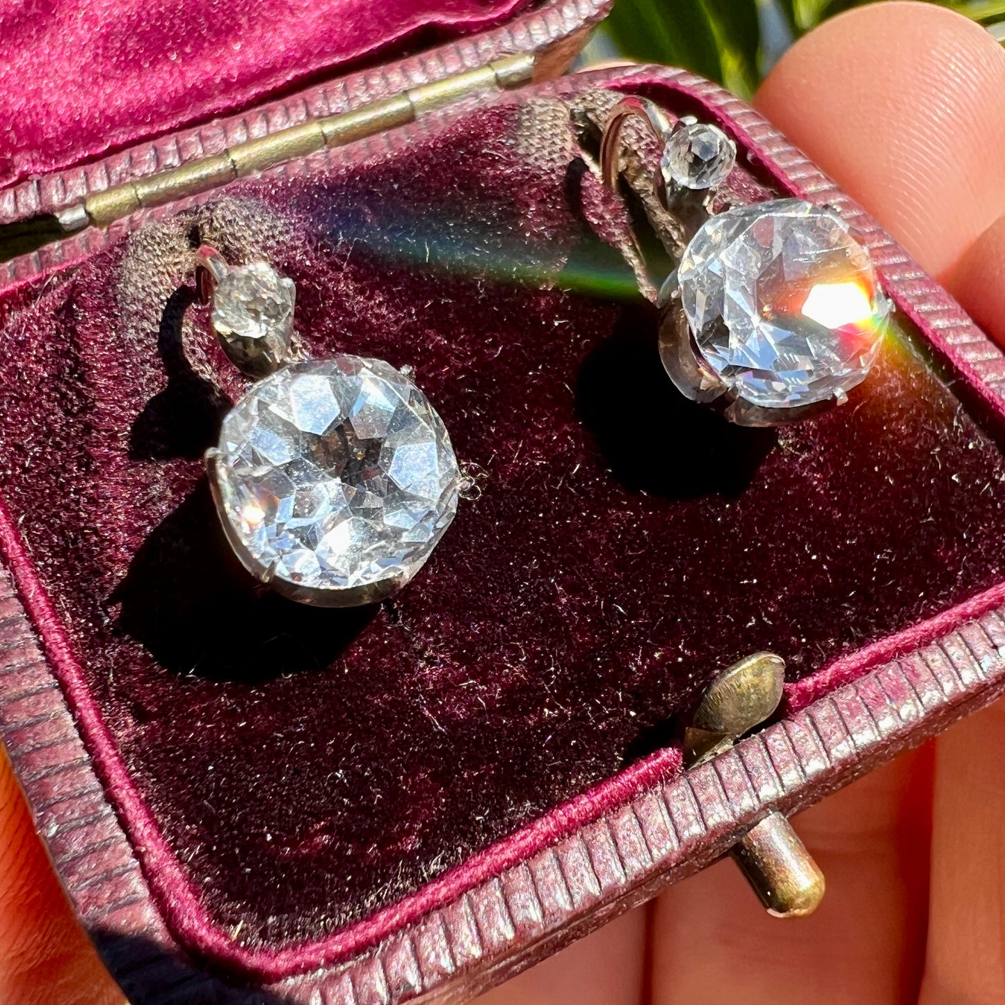 Victorian Gold and Silver Paste Dormeuse Earrings