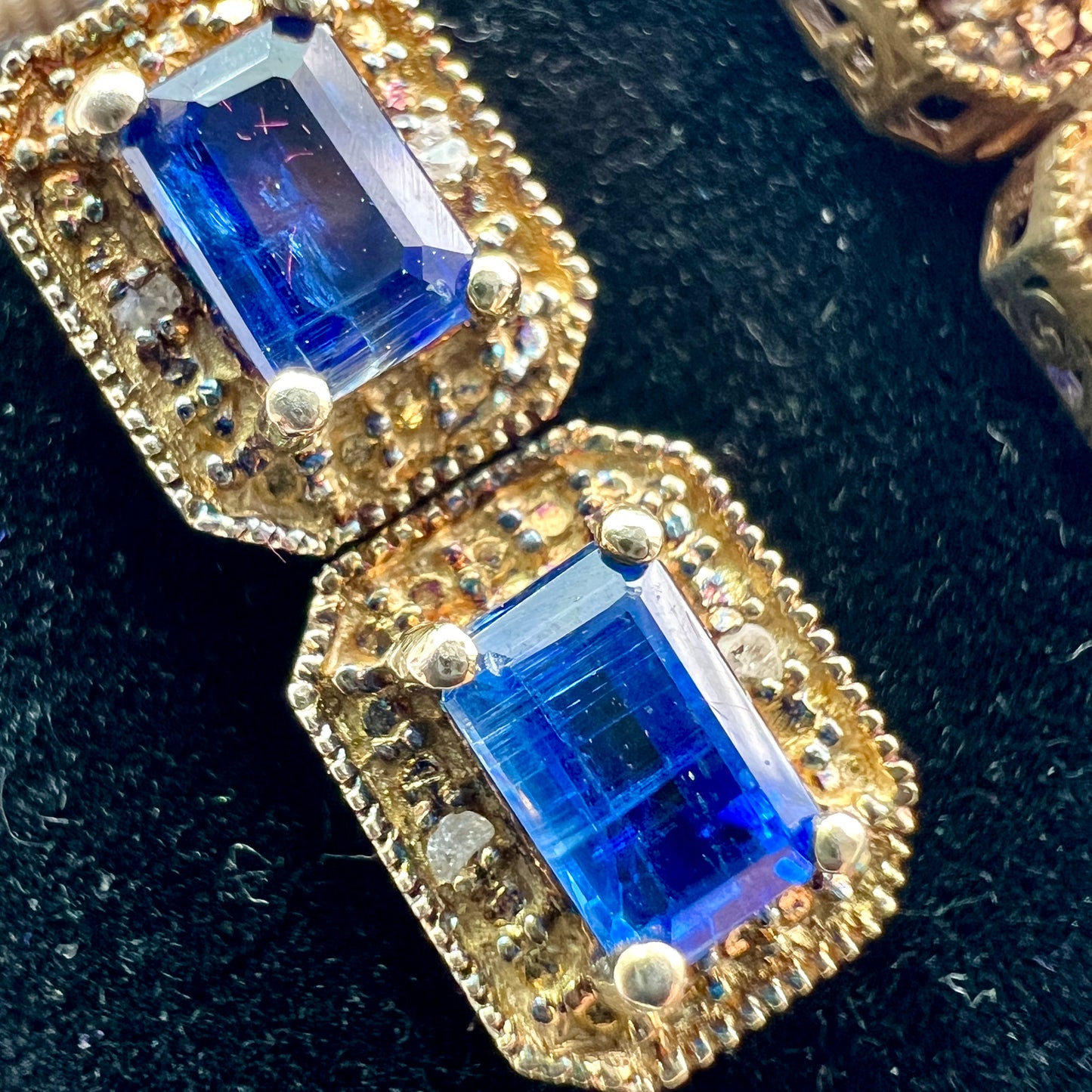 Art Deco Diamond and Sapphire Silver Gilt Earrings