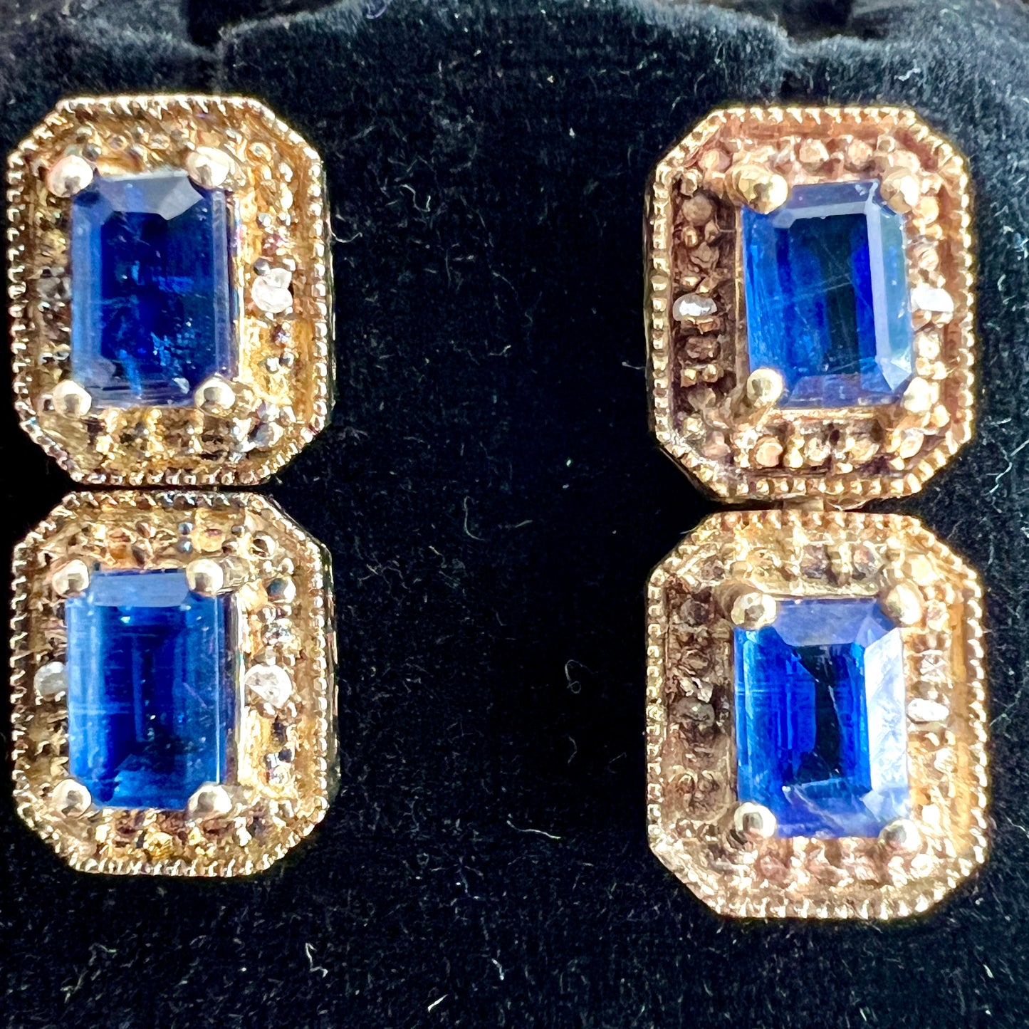 Art Deco Diamond and Sapphire Silver Gilt Earrings