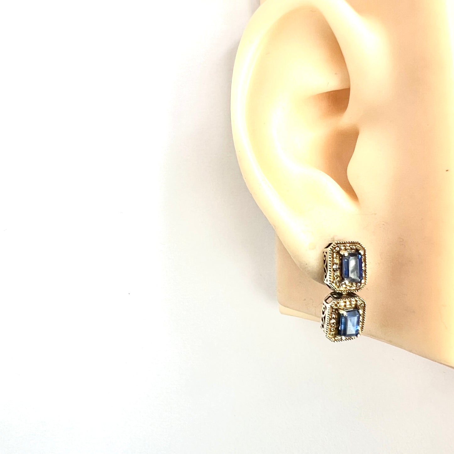 Art Deco Diamond and Sapphire Silver Gilt Earrings