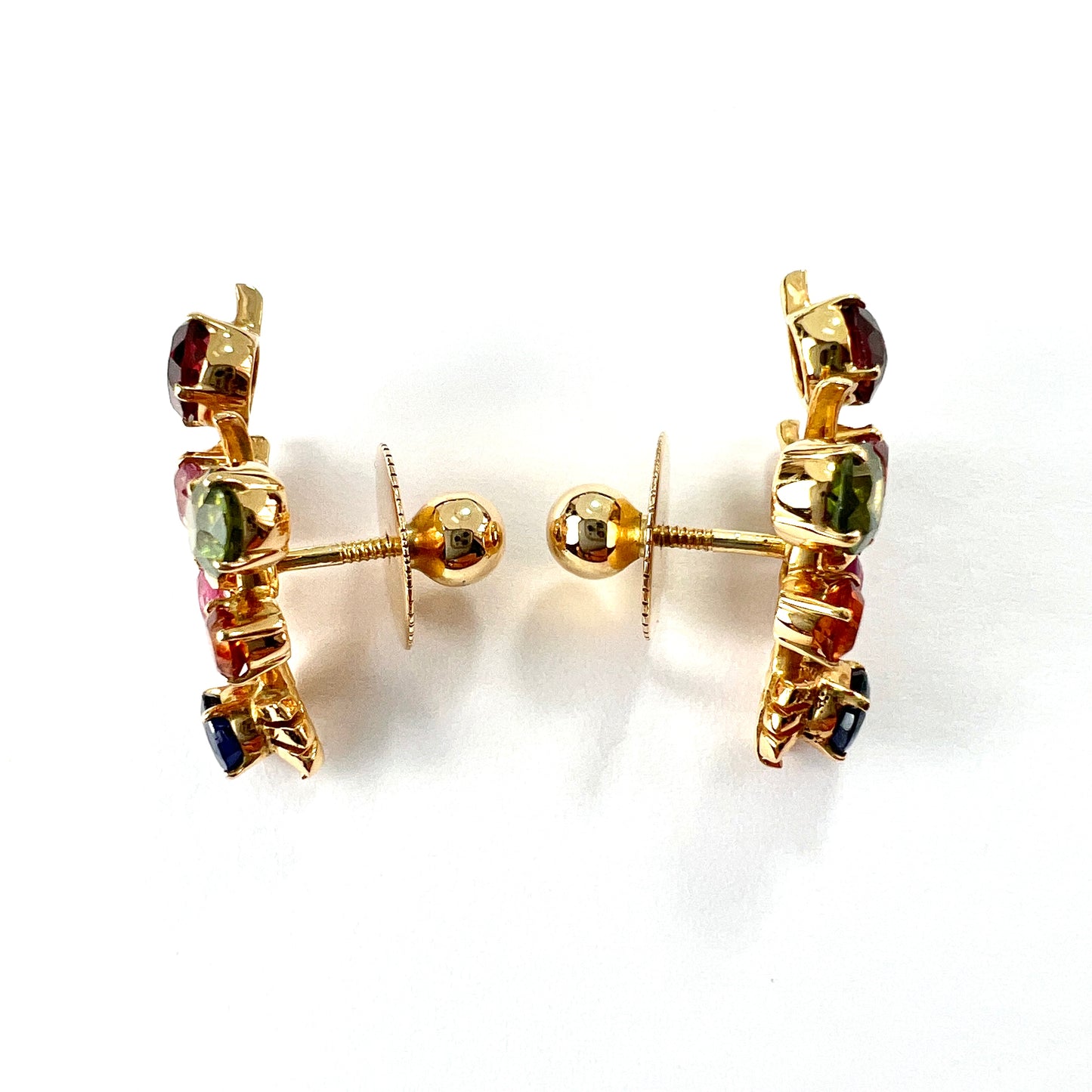 Vintage Gold Sri Lankan Tutti Frutti Gemstone Earrings