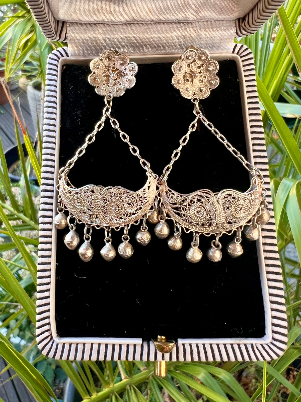 Vintage Silver Filigree Chandelier Earrings