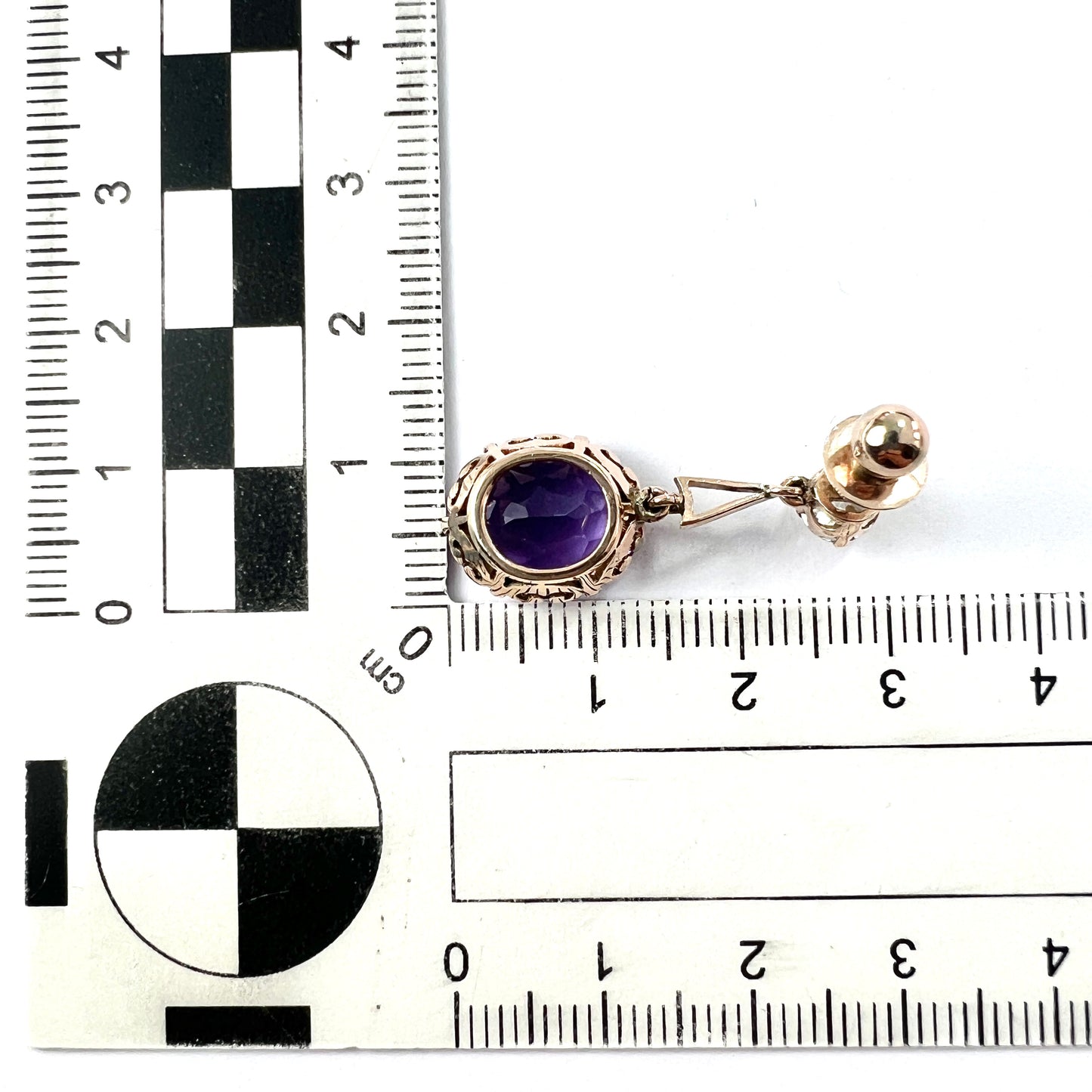 Antique Amethyst and Zircon 9CT Gold Drop Earrings