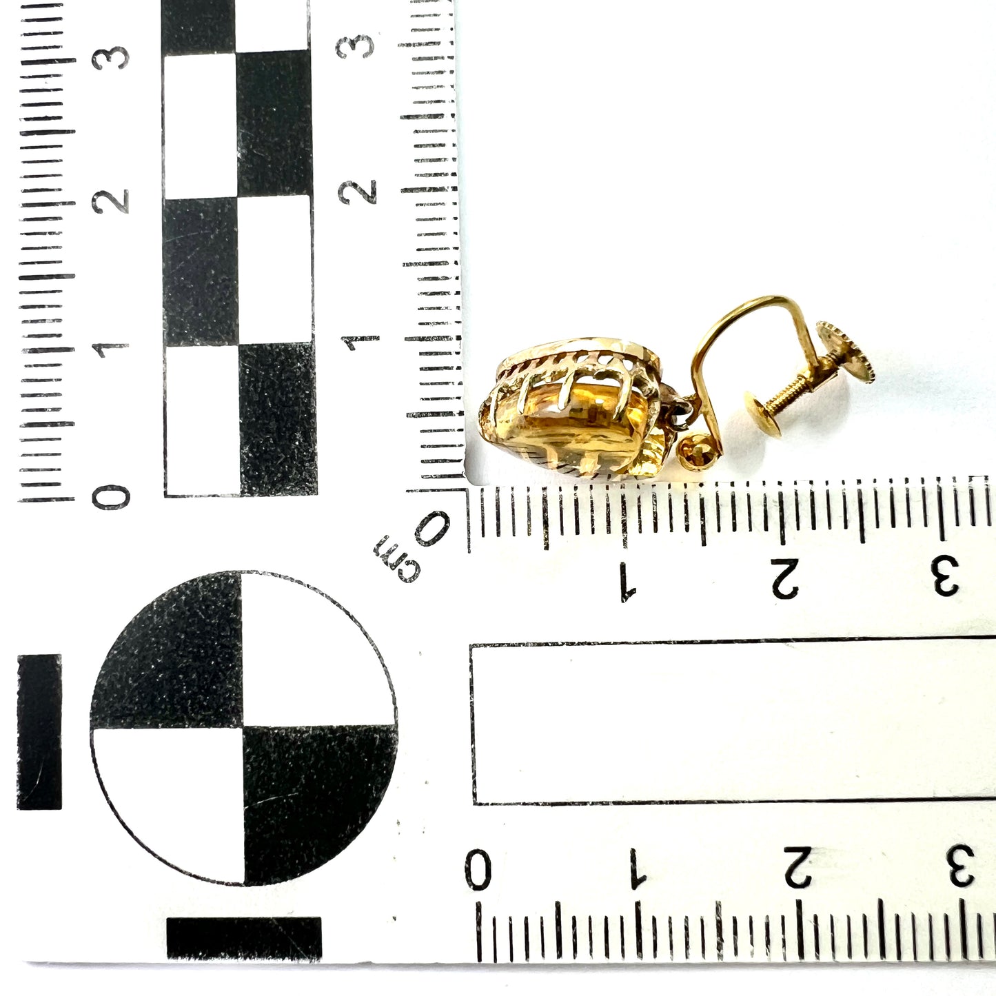 Victorian 9CT Gold Citrine Heart Screwback Earrings