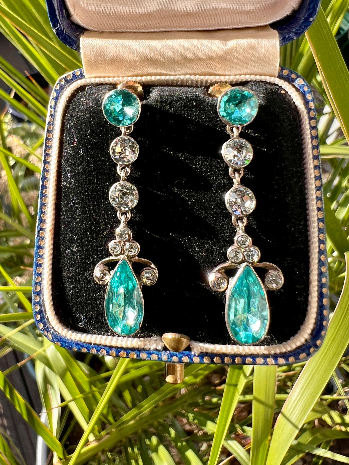 Victorian Gold and Silver Sparkling Paste Earrings