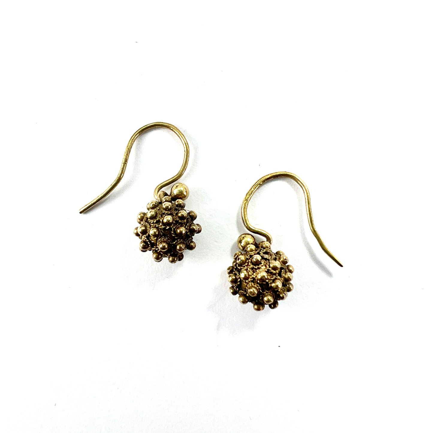 Tiny Victorian Cannetille Ball Earrings in 9CT Gold