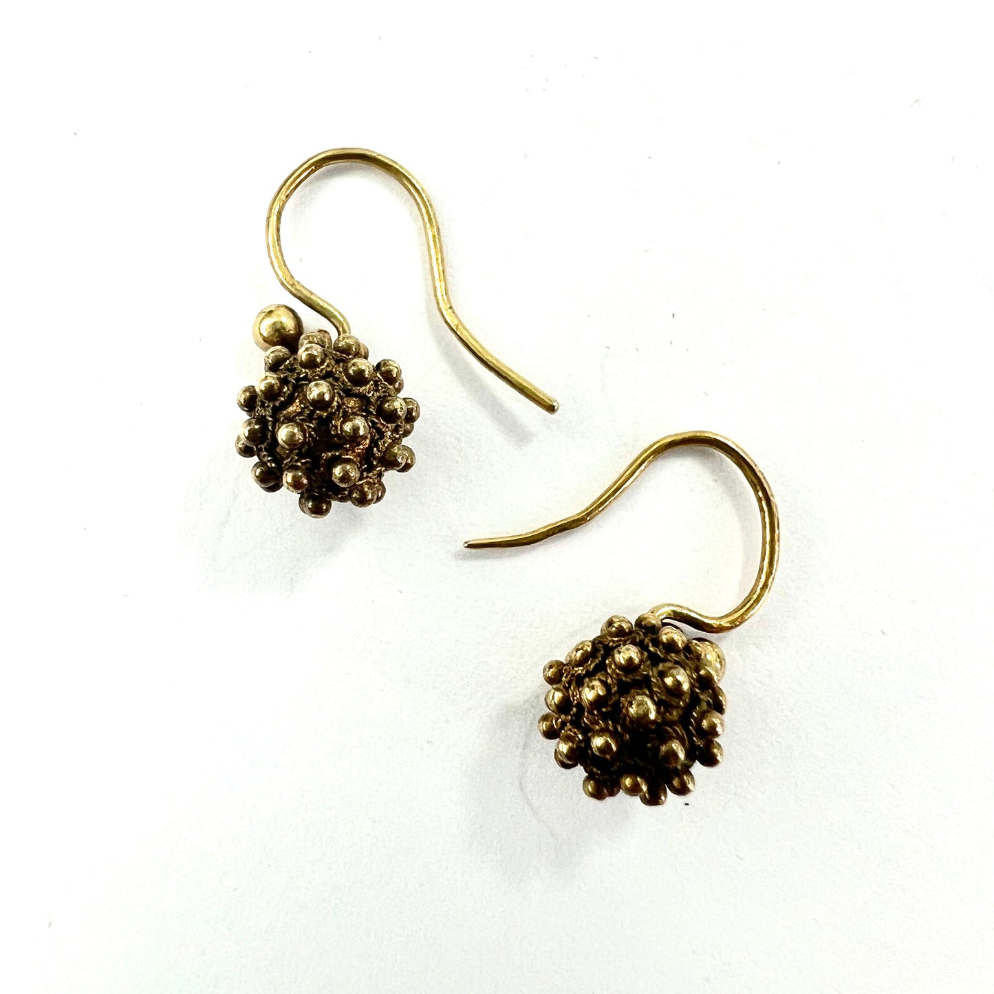 Tiny Victorian Cannetille Ball Earrings in 9CT Gold