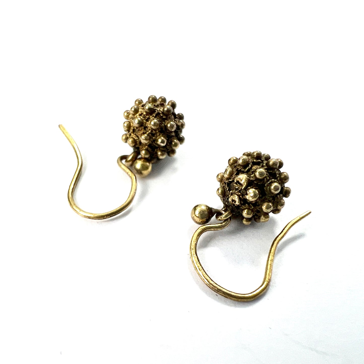 Tiny Victorian Cannetille Ball Earrings in 9CT Gold