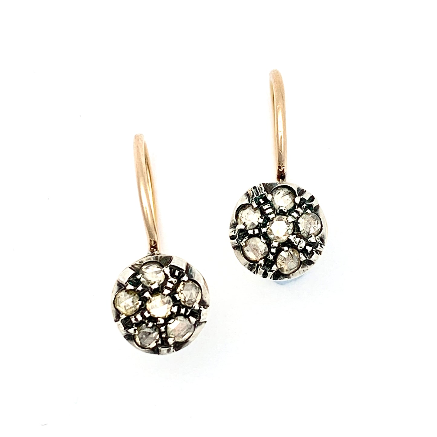 Vintage Rose Cut Diamond Cluster Earrings in 14CT Gold